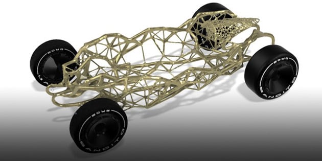 AIと電脳設計者が連携してレーシングカーの骨格構造を設計