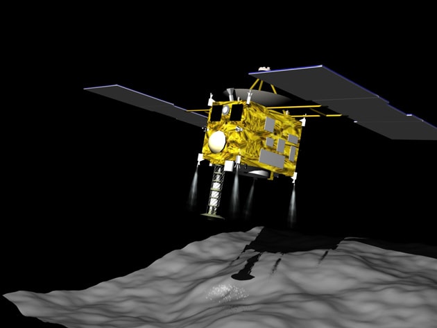 「はやぶさ」の小惑星タッチダウンの際のシミュレーション画像