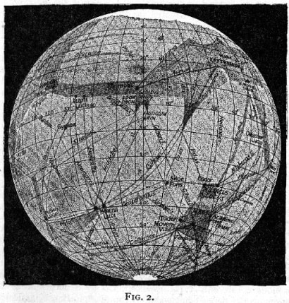 ローウェルが描いた火星の地形図の図