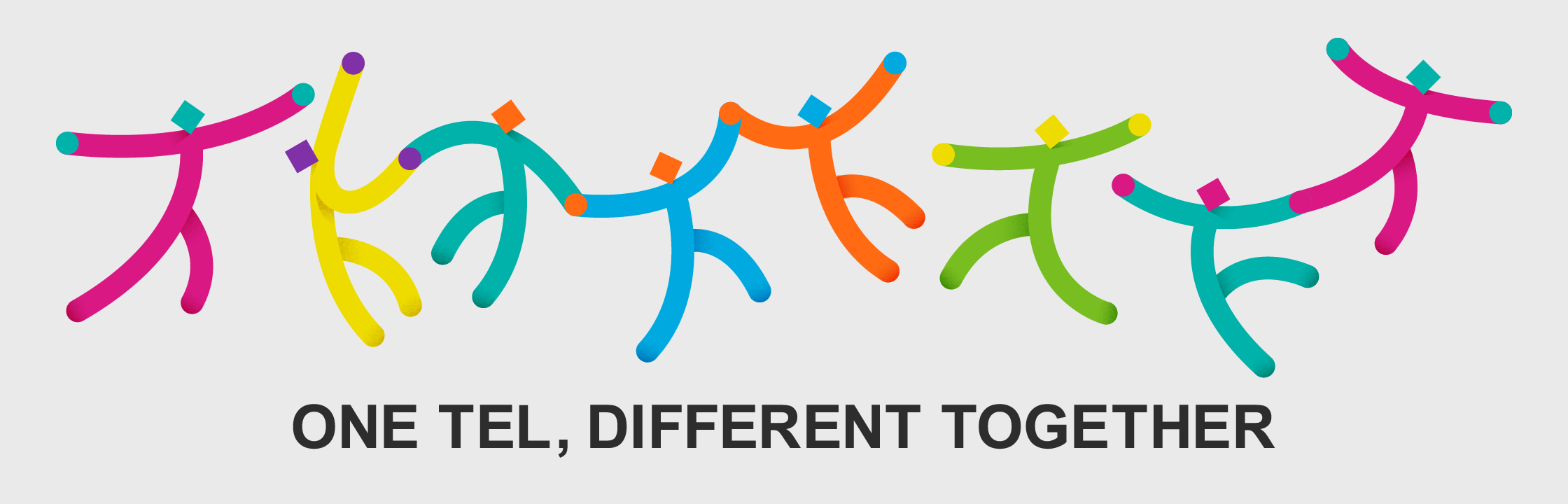 TELのDE&Iキャッチフレーズ” ONE TEL, DIFFERENT TOGETHER”を表す図。