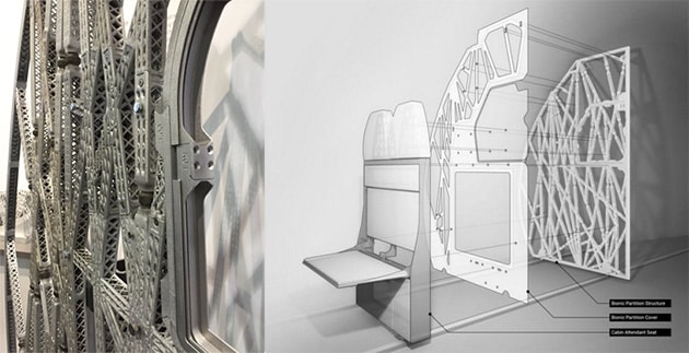 Airbus社が設計した航空機の客室のパーティション