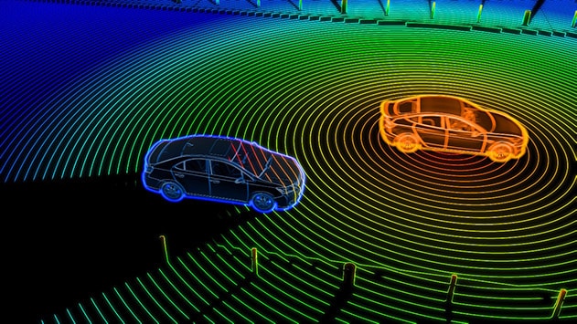 自動運転車は、AIがデータを解析することで走行環境を把握している