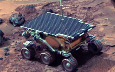 初の火星探査車(ローヴァー)の「ソジャーナー」の図