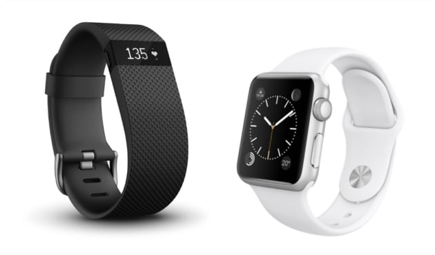 FitBit(左)とApple Watch(右)の活動量計の図