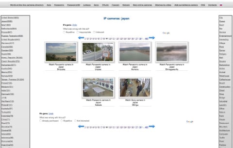 アクセス制御されていない防犯カメラの映像を集めたサイト「Insecam」の図