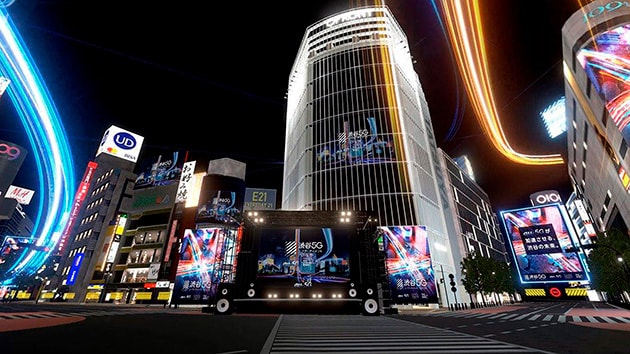 バーチャル渋谷 スクランブル交差点付近の様子
