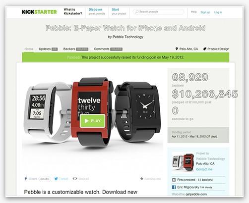 Kickstarterで大人気となった腕時計の写真