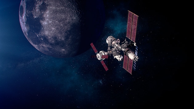 月のまわりを回る宇宙ステーション「ゲートウェイ」のイメージ画像