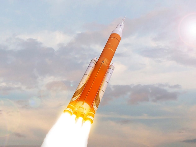 巨大ロケット「スペース・ローンチ・システム（SLS）」の打ち上げイメージ画像