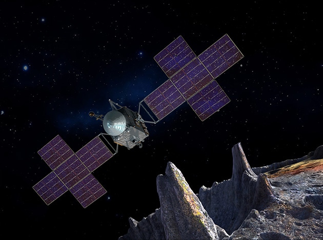 小惑星「プシューケー」を探査するNASAの探査機「サイキ」の想像図