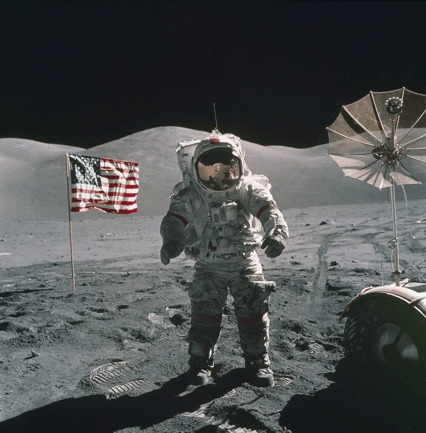現時点で、月を歩いた最後の人となっている、アポロ17の司令官ユージン・サーナン宇宙飛行士